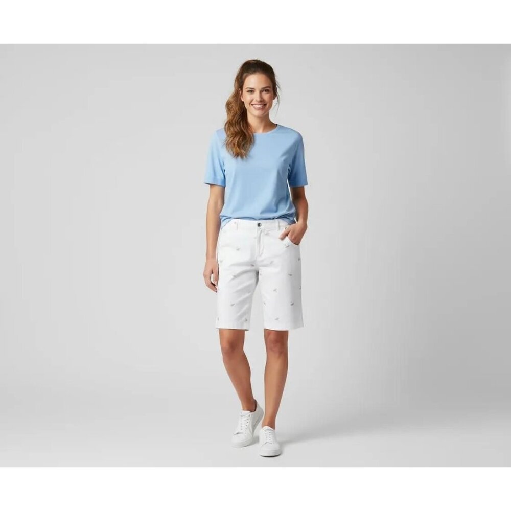 BRIGGS New York Women's Petite Embroidered Dragonfly Bermuda Shorts White 10P
